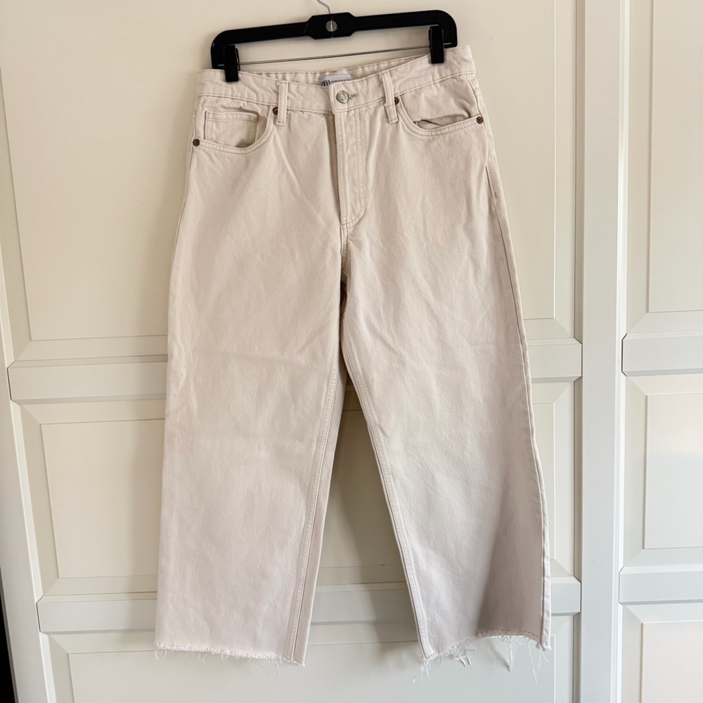Zara White The Grunge Wide Leg Pant Jeans Size 6 - 41988 - Picture 2 of 11